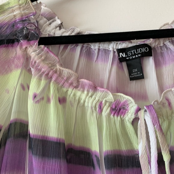 Multi Coloured Plus Blouse - Picture 3 of 5